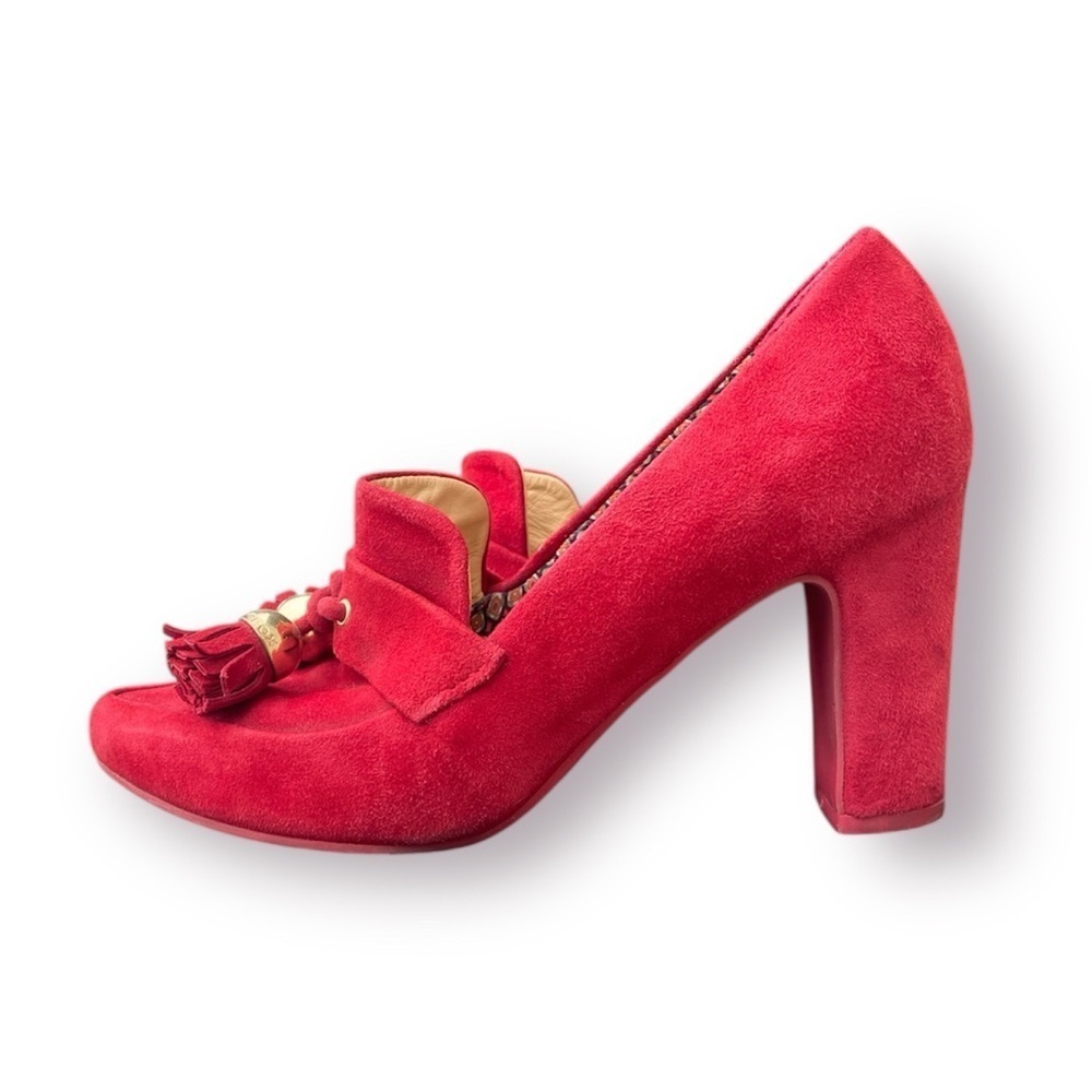 Geox Red Suede Heeled Loafers Size EU 39 - Picture 5 of 13